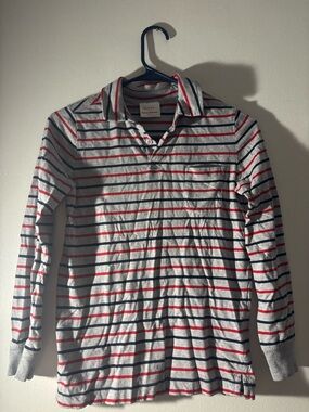Hanna Andersson Gray Tee with Red & Navy Stripes